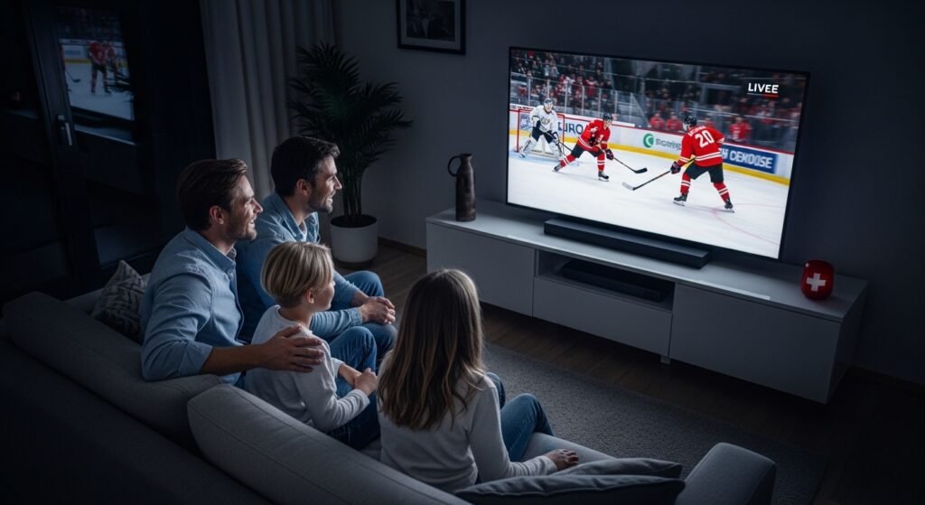 Hockeyspiel live in 4K HDR auf Smart TV mit Premium IPTV Schweiz.